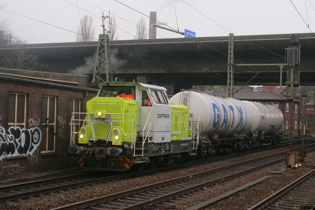 Captrain 0650 092 mit 2 Kesselwagen am 18.12.2018 in Hamburg-Harburg