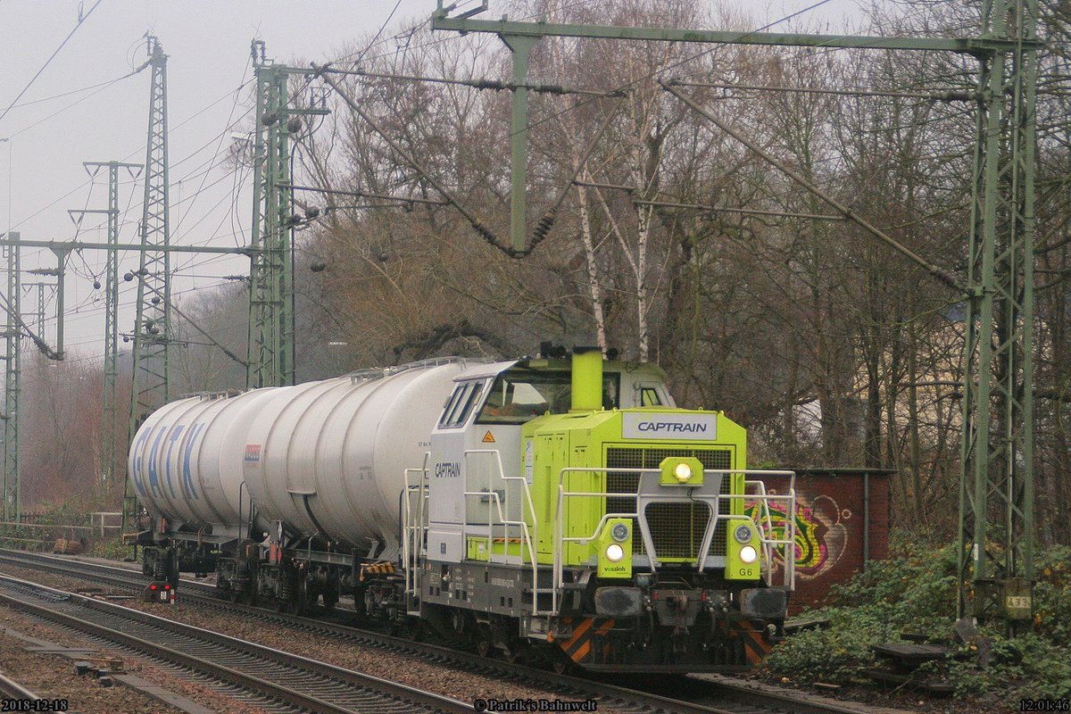 Captrain 0650 092 mit 2 Kesselwagenzug am 18.12.2018 in Hamburg-Harburg