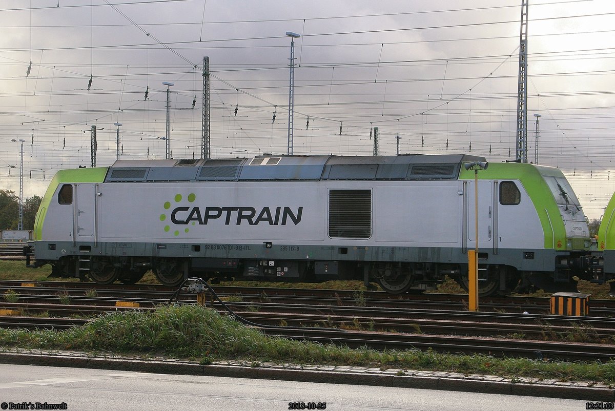 Captrain 285 117 abgestellt im Rbf. Hamburg_Süd am 25.10.2018