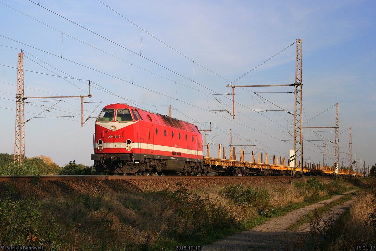 CLR 229 181 mit Langschienenzug (leer) Richtung Wunstorf
am 10.10.2018 in Dedensen-Gümmer