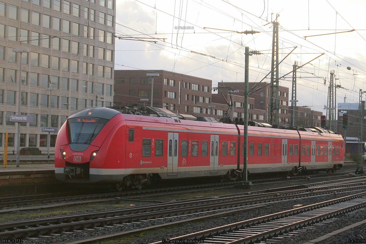 DB 1440 322 als S5 nach Dortmund Hbf am 22.12.2018 in Dortmund Hbf
