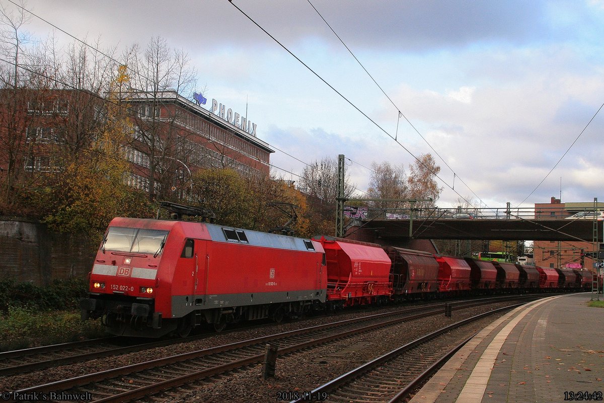 DB 152 022 mit Kalizug Richtung Süden
am 19.11.2018 in Hamburg-Harburg