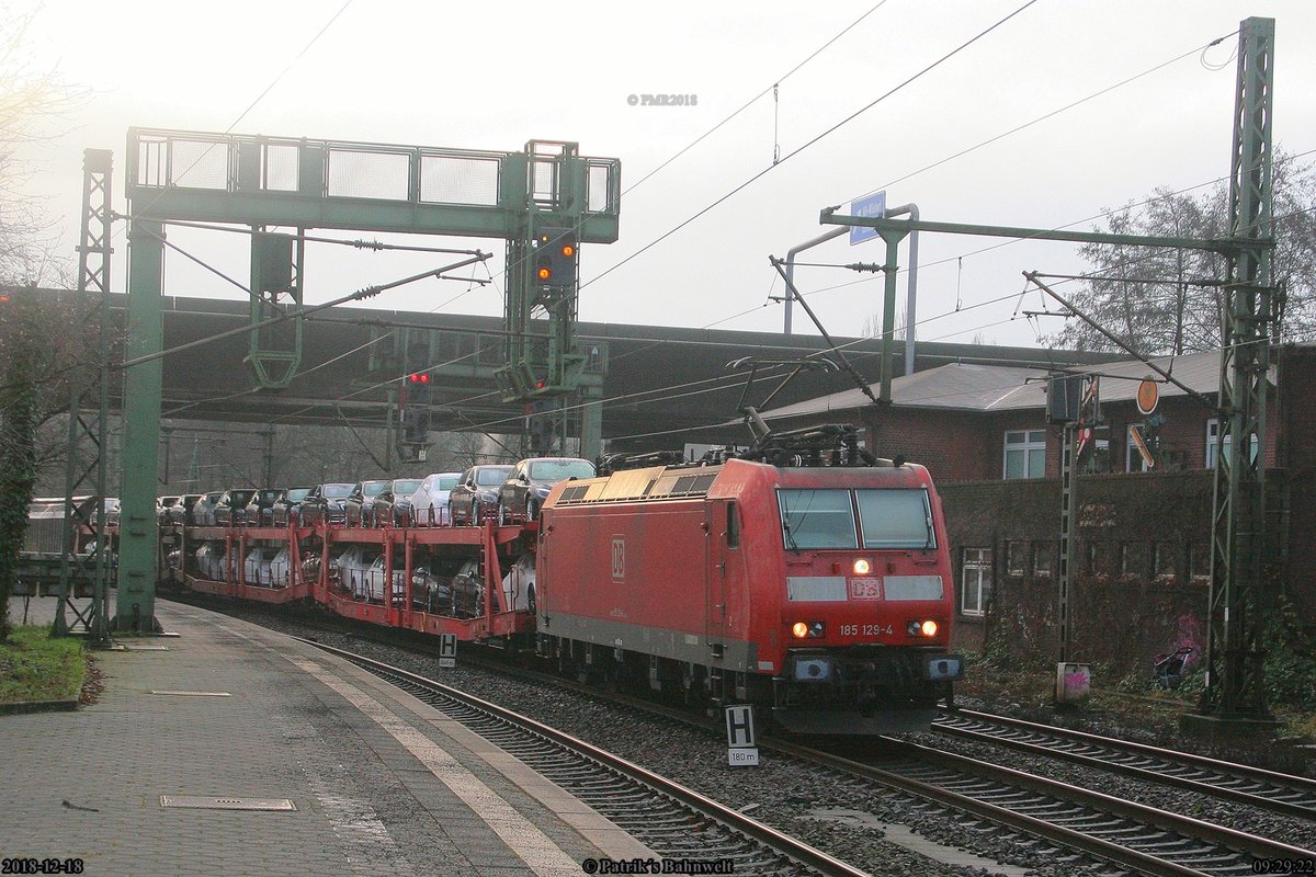 DB 185 129 mit gemischten Güterzug am 18.12.2018 in Hamburg-Harburg