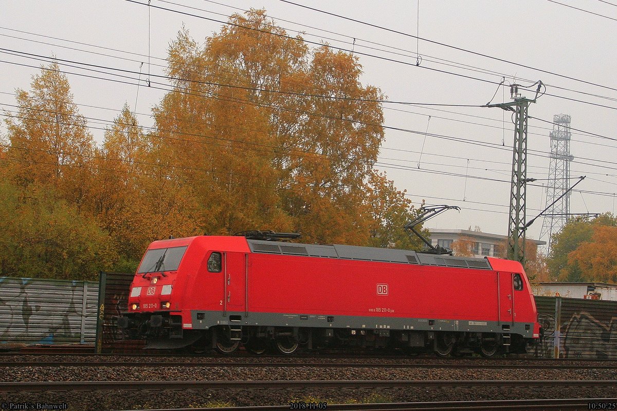 DB 185 211 Lz Richtung Norden
am 05.11.2018 in Hamburg-Harburg
