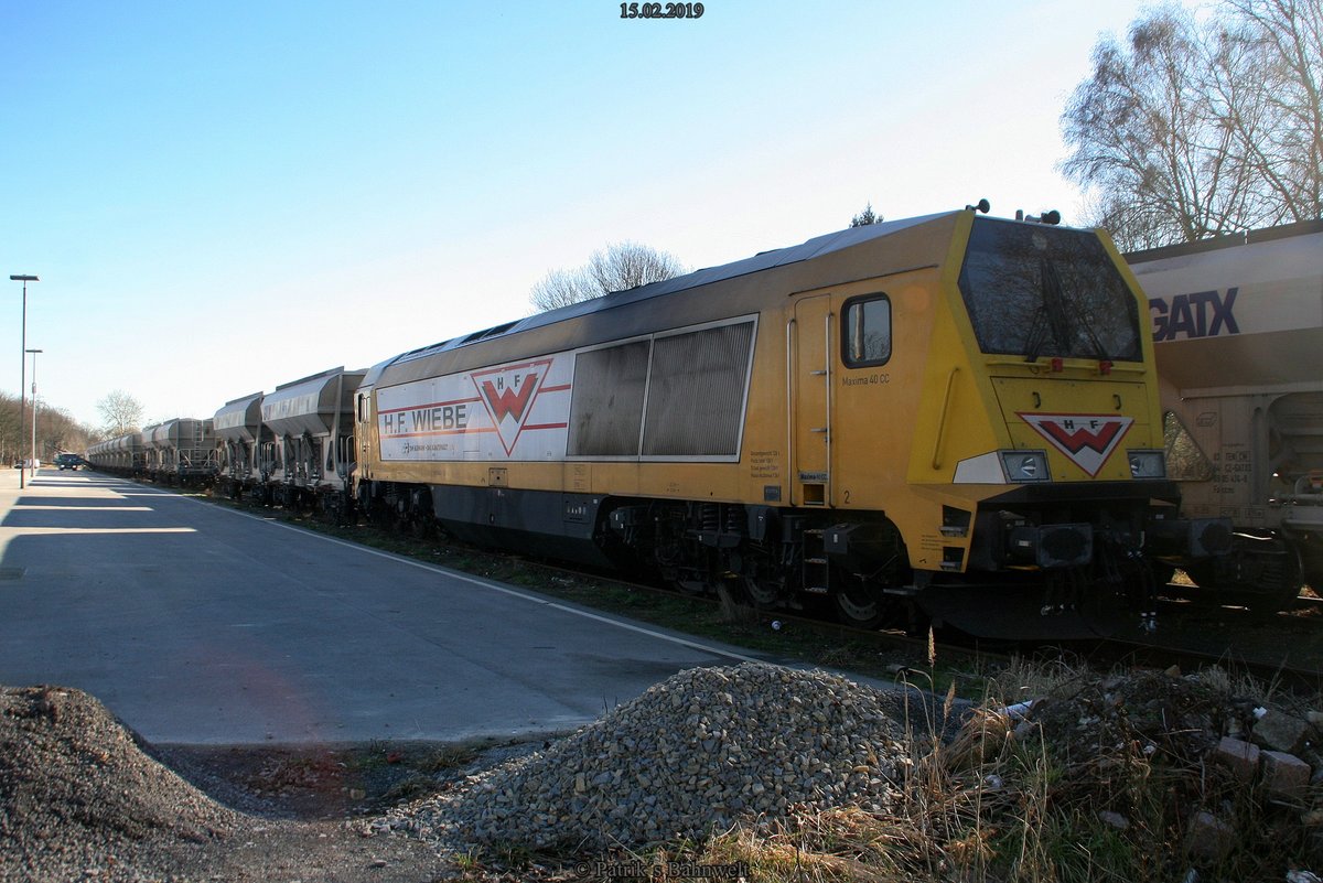 NRS 264 011 (ex Wiebe) mit Kesiwagenzug zur Entladung in Winsen-Süd am 15.02.2019