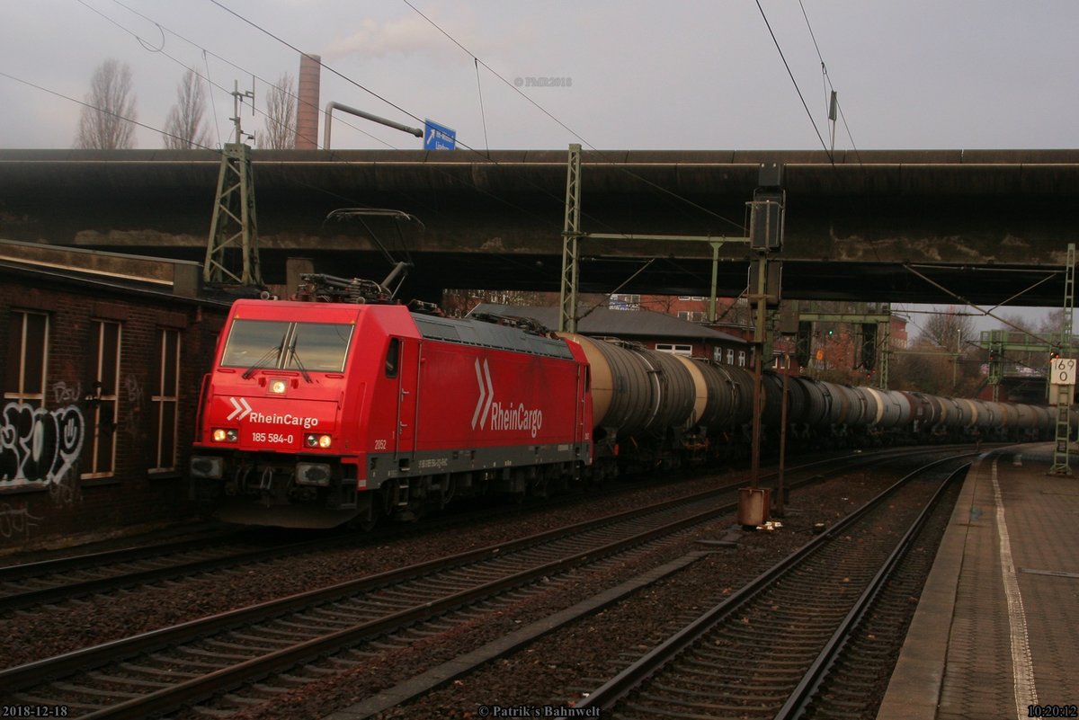 RHC 185 584 mit Kesselwagenzug am 18.12.2018 in Hamburg-Harburg