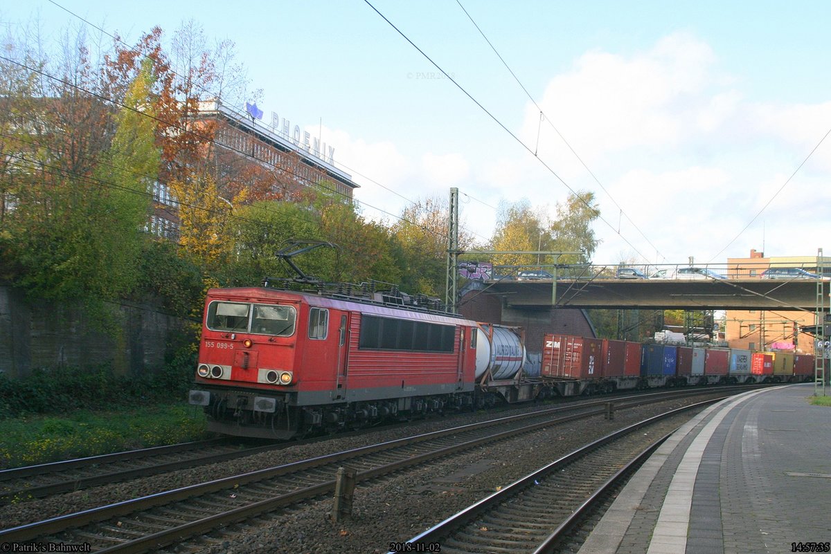 Rpool 155 099 mit Containerzug Richtung Süden
am 02.11.2018 in Hamburg-Harburg