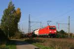 DB 185 297 mit gemischten Güterzug Richtung Seelze  am 10.10.2018 in Dedensen-Gümmer