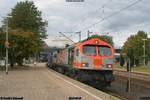 HVLE 250 005 mit Kieswagenzug Richtung Süden  am 29.09.2018 in Hamburg-Harburg