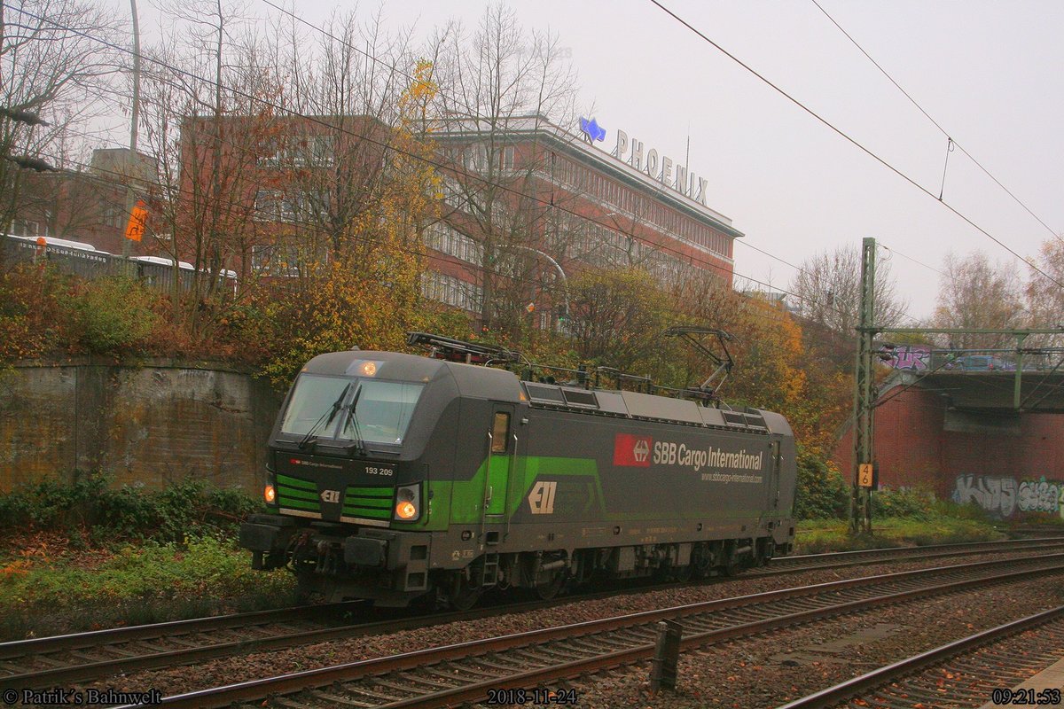 ELL / SBB Cargo 193 209 Lz Richtung Süden
am 24.11.2018 in Hamburg-Harburg