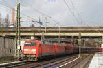 DB 152 038 + DB 152 xxx mit Kohlewagenzug am 29.01.2019 in Hamburg-Harburg